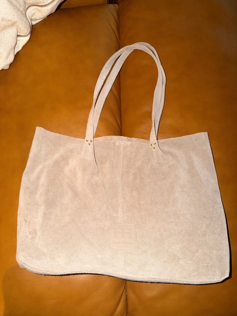 Haute Hippie Light Beige Suede Shoulder Tote